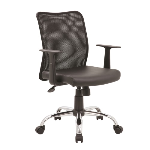 Silla de Trabajo Económica Boss de Malla con Apoyarazos en T, Negro